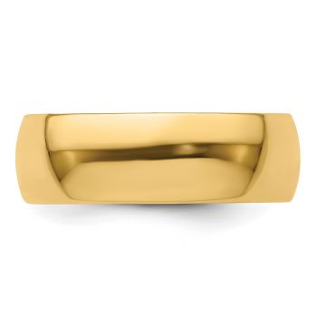 14K Gold Lightweight Plain 7mm Wedding Band Ring 3