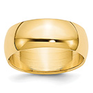 14K Gold Lightweight Plain 7mm Wedding Band Ring