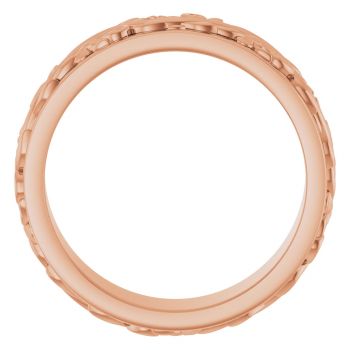 7mm Men's Sculpted Paisley Wedding Band Ring in 14K Rose Gold 2