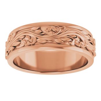 7mm Men's Sculpted Paisley Wedding Band Ring in 14K Rose Gold 3