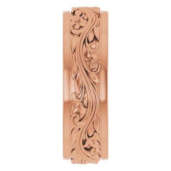 7mm Men's Sculpted Paisley Wedding Band Ring in 14K Rose Gold 4