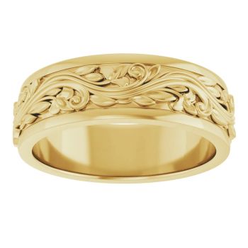 7mm Men's Sculpted Paisley Wedding Band Ring in 10K Gold 3