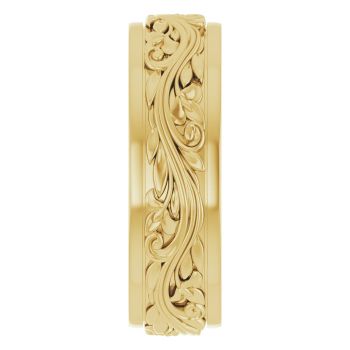7mm Men's Sculpted Paisley Wedding Band Ring in 10K Gold 4