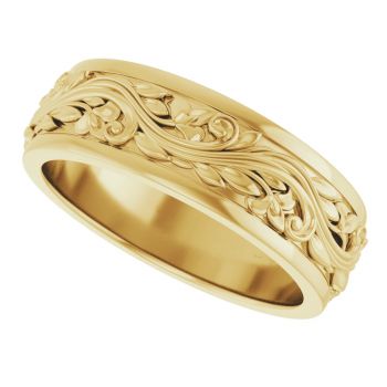 7mm Men's Sculpted Paisley Wedding Band Ring in 10K Gold 5