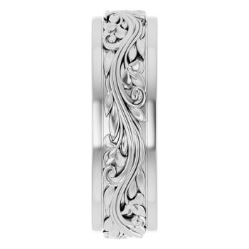 7mm Silver Sculpted Paisley Wedding Band Ring for Men 4