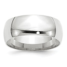 Comfort-Fit Lightweight 8mm Wedding Band Ring in 14K White Gold