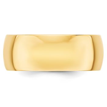 Lightweight Plain 8mm Wedding Band Ring in 14K Gold 2
