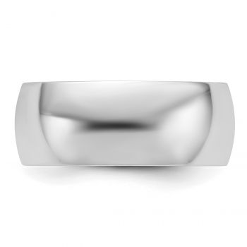 Lightweight Plain 8mm 14K White Gold Wedding Band Ring 3