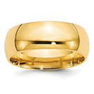 14K Gold 8mm Plain Comfort Fit Wedding Band Ring