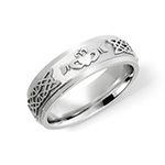 14K White Gold Claddagh Celtic Knot Wedding Band Ring