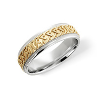 Two-Tone Gold Celtic Weave Wedding Band Ring