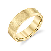 14K Gold Flat Hand-Brushed Wedding Band Ring