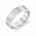 14K White Gold Flat Hand-Brushed Wedding Band Ring