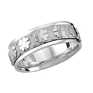 4-Leaf Clover Wedding Band Ring in 14K White Gold
