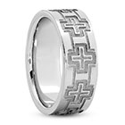 Grecian Cross Wedding Band Ring in 14K White Gold