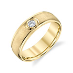 14K Gold Hand-Brushed Diamond Wedding Band Ring