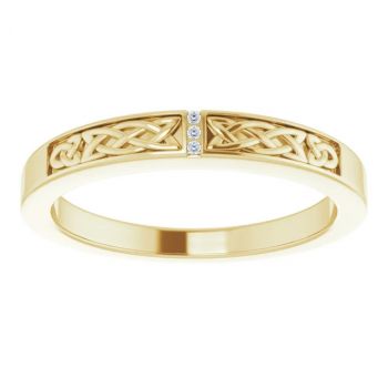 3-Stone Narrow Diamond Celtic Wedding Band Ring for Men in 14K Gold 3