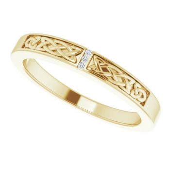 3-Stone Narrow Diamond Celtic Wedding Band Ring for Men in 14K Gold 5