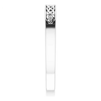 14K White Gold Narrow Three-Stone Diamond Men's Celtic Wedding Band Ring 4
