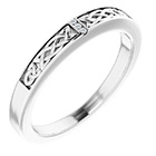 14K White Gold Narrow Three-Stone Diamond Men's Celtic Wedding Band Ring