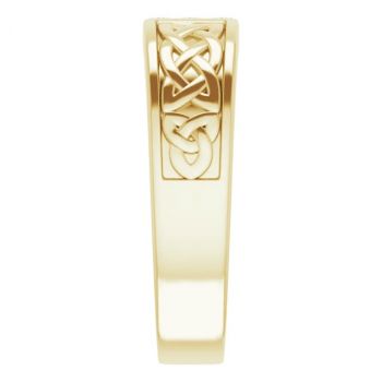 Three-Stone Princess-Cut Men's Diamond Celtic Wedding Band Ring 14K Gold 4