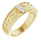 Three-Stone Princess-Cut Men's Diamond Celtic Wedding Band Ring 14K Gold