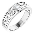 14K White Gold 3-Stone Princess-Cut Diamond Celtic Wedding Band Ring for Men