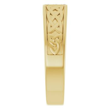 Three-Stone Diamond Celtic Wedding Band Ring for Men in 14K Gold 4