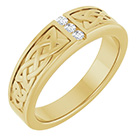 Three-Stone Diamond Celtic Wedding Band Ring for Men in 14K Gold
