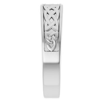 14K White Gold 3-Stone Diamond Celtic Wedding Band Ring for Men 4