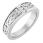 14K White Gold 3-Stone Diamond Celtic Wedding Band Ring for Men