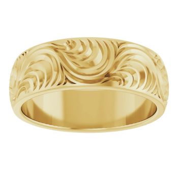 Men's Paisley Scroll Wedding Band Ring in 14K Gold 3