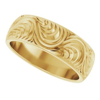 Men's Paisley Scroll Wedding Band Ring in 14K Gold 5
