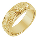 Men's Paisley Scroll Wedding Band Ring in 14K Gold