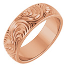 14K Rose Gold Paisley Scroll Wedding Band for Men