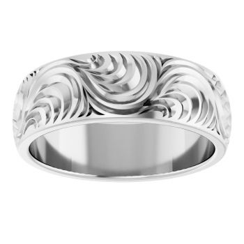 Men’s 14K White Gold Paisley Scroll Wedding Band 3