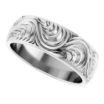 Men’s 14K White Gold Paisley Scroll Wedding Band 5