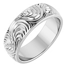 Men’s 14K White Gold Paisley Scroll Wedding Band