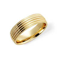 Ridged Wedding Band Ring in 14K Yellow Gold