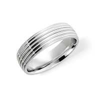 14K White Gold Ridged Wedding Band Ring
