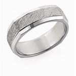 14K White Gold Squared Brushed Wedding Band Ring