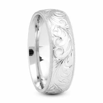 Swirls of Love 14K White Gold Paisley Wedding Band Ring for Men and Women 2