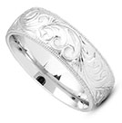 Swirls of Love 14K White Gold Paisley Wedding Band Ring for Men and Women