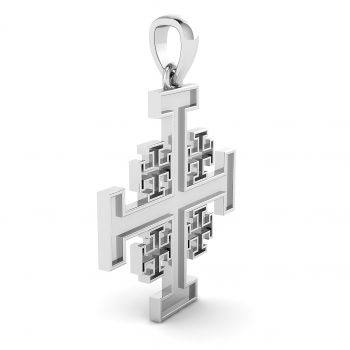 14K White Gold Jerusalem Cross Pendant 5
