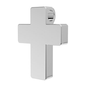 Small Platinum Thick Chunky Cross Pendant with Hidden Bail 3