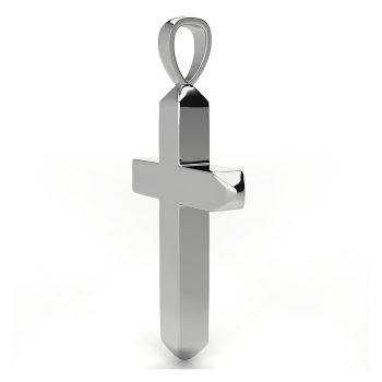 Platinum Thick Heavy Beveled Cross Pendant for Men 2