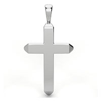 14K White Gold Thick Heavy Cross Pendant for Men