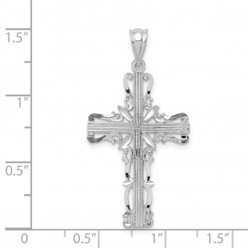 Crowned with Grace Ornate Cross Pendant in 14K White Gold 2