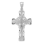 Crowned with Grace Ornate Cross Pendant in 14K White Gold