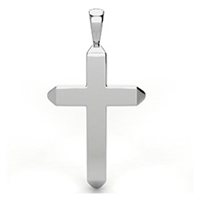Large 14K White Gold David's Shield Beveled Cross Pendant for Men